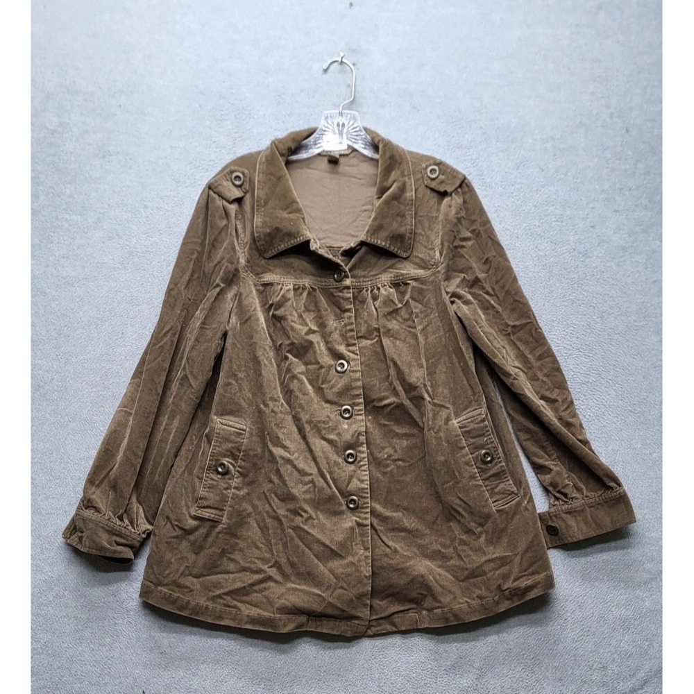 Pink Twill Women Jacket M Brown Collared Front Corduroy READ